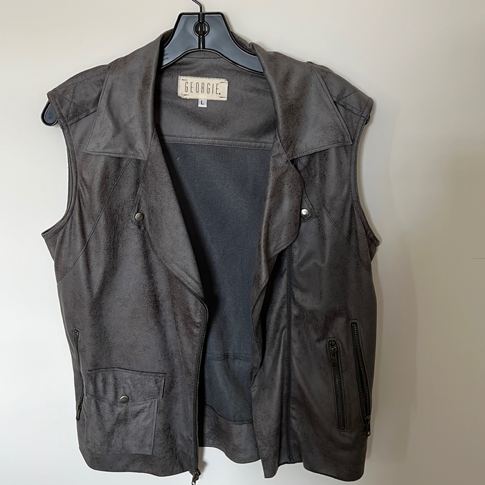 Georgie like leather vest in gray size large